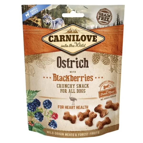 CARNILOVE DOG SNACK OSTRICH & BLACKBERRIES gardums suņiem Strauss 200g